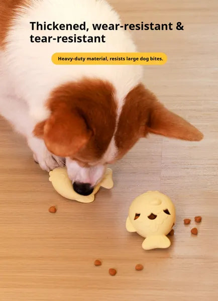 Fish-Shaped Dog Treat Dispenser Silicone Slow Feeder & Chew Toy