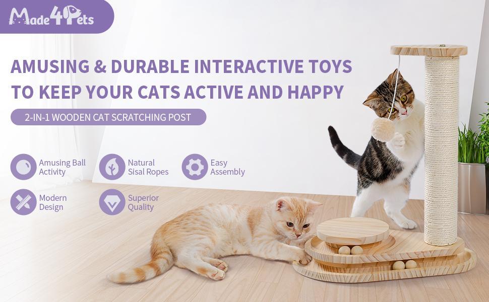 Indoor Cat Scratching Board with Interactive Ball Track Toy