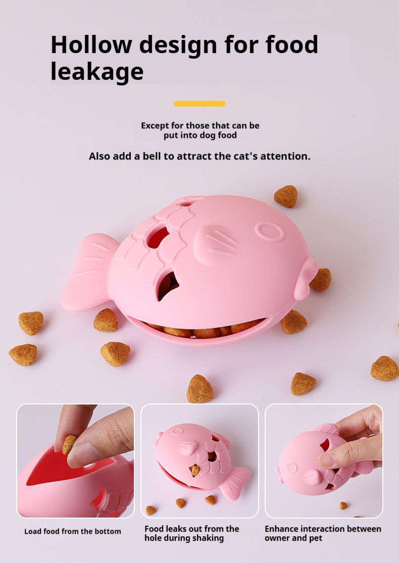 Fish-Shaped Dog Treat Dispenser Silicone Slow Feeder & Chew Toy