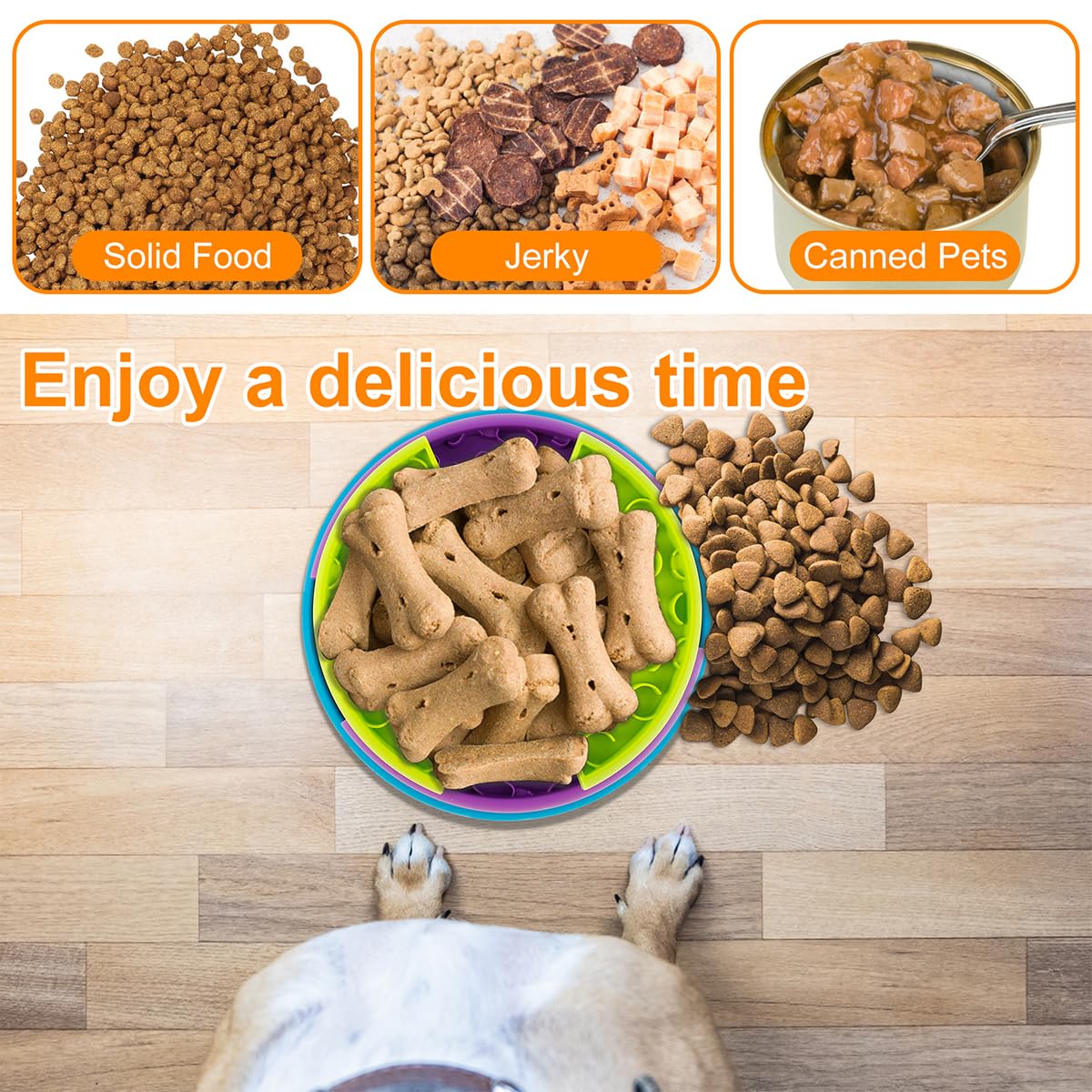 3-in-1 Slow Feed Pet Bowl Anti-Choke Feeder & Lick Mat for Dogs