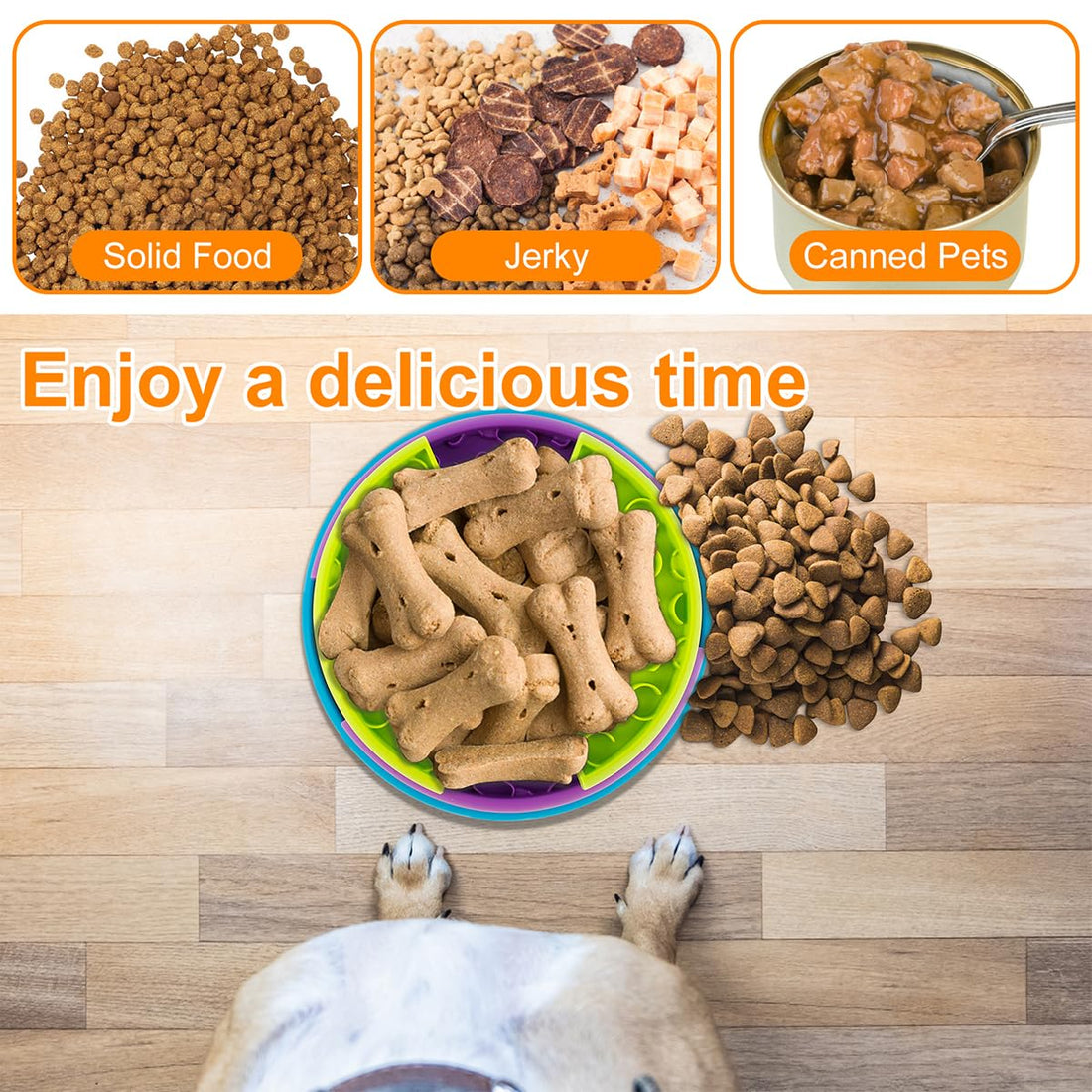 3-in-1 Slow Feed Pet Bowl Anti-Choke Feeder & Lick Mat for Dogs