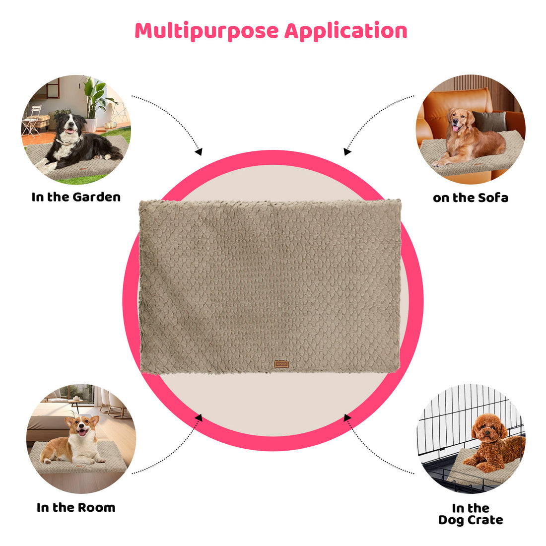 Premium Plush Dog Bed Removable Washable Cover, All-Season Anti-Slip Pet Mat