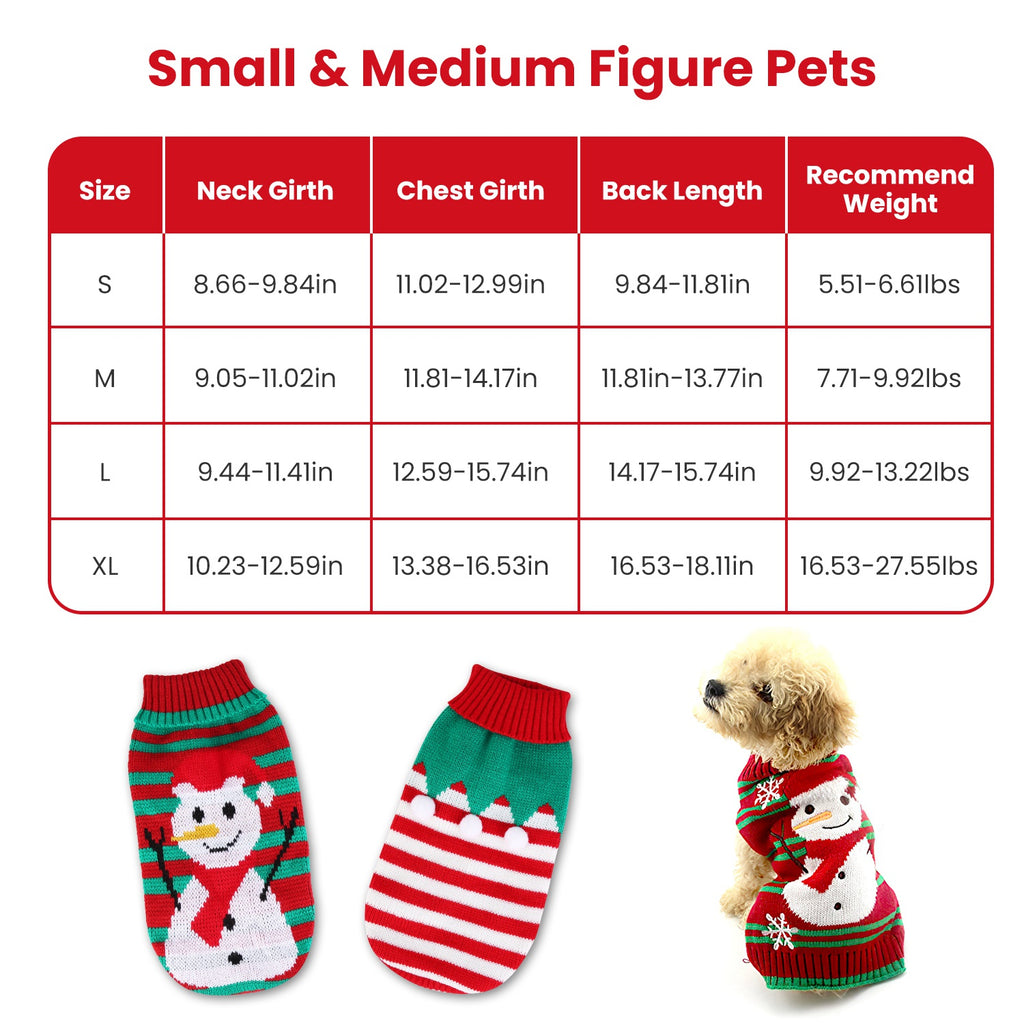 2 Patterns 4 Sizes Option-- 1Pc Pet Christmas Turtleneck Sweater Dog Cat Christmas Clothes Snowman Stripes Costume Winter Holiday Sweater For Small Medium Kitten Puppy Cats Dogs