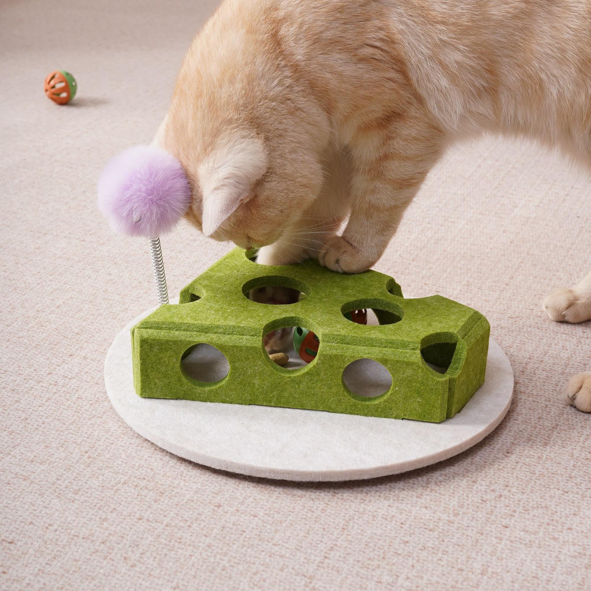 Cat Puzzle Toy with Ball, Wand & Suction Base Interactive