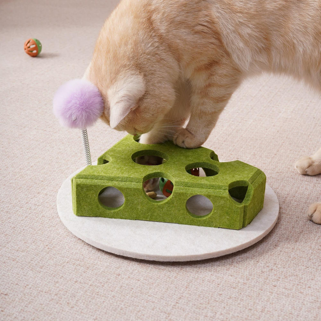 Cat Puzzle Toy with Ball, Wand & Suction Base Interactive