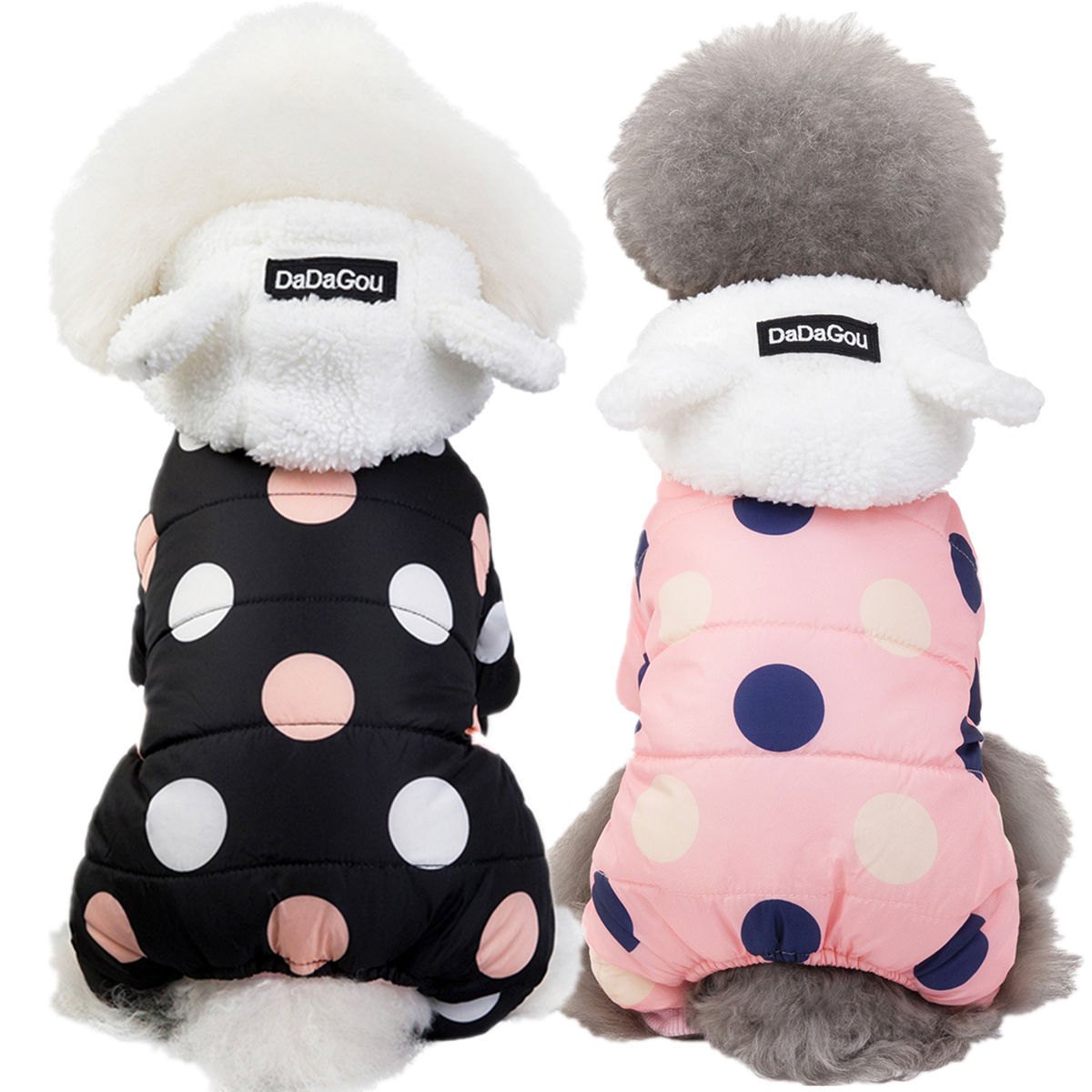 Warm Big Polka Dot Four-Leg Cotton Coat