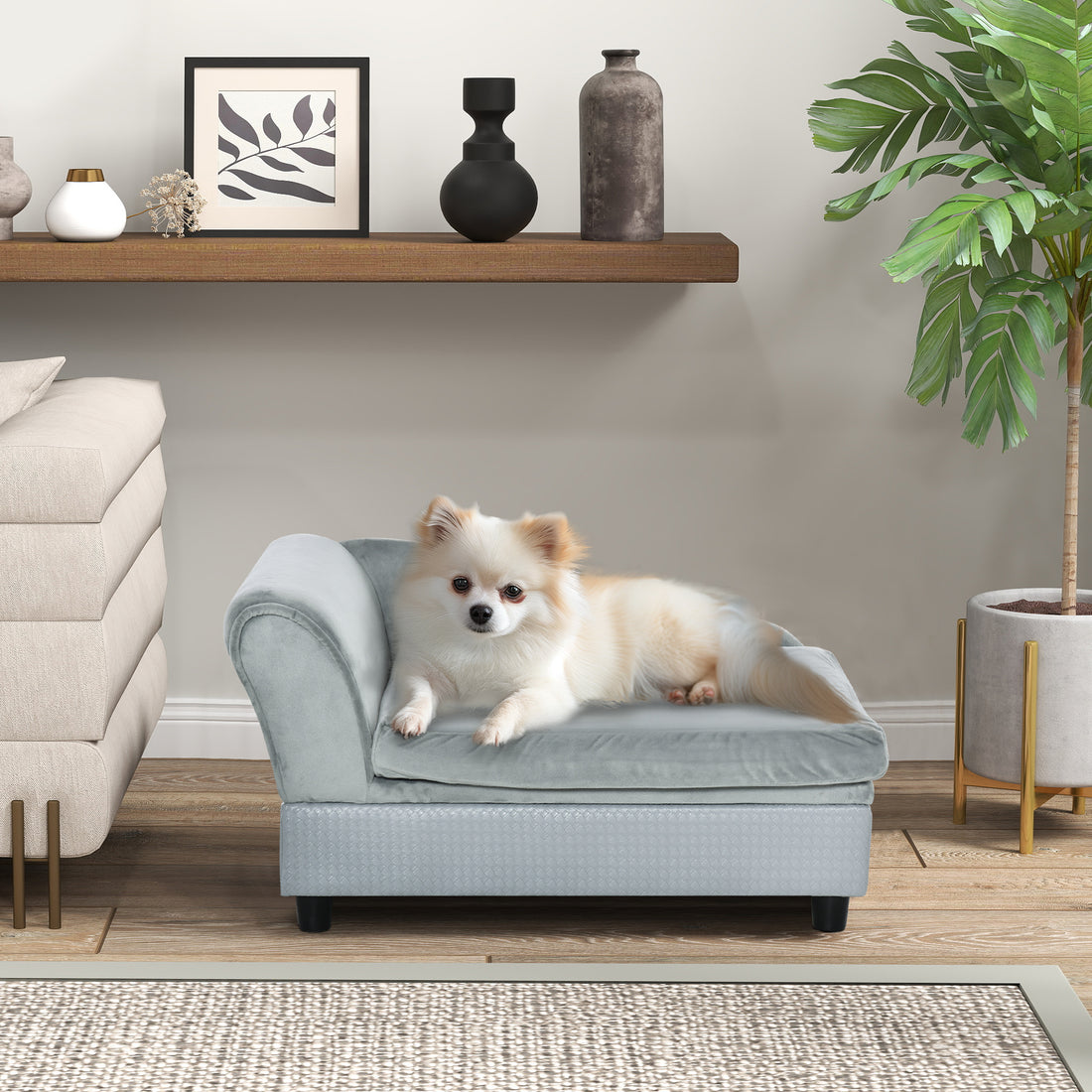 Luxury Dog Sofa Bed with Hidden Storage Modern Pet Couch for Small Dogs
