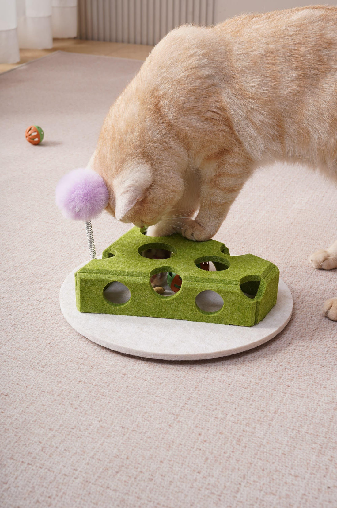 Cat Puzzle Toy with Ball, Wand & Suction Base Interactive