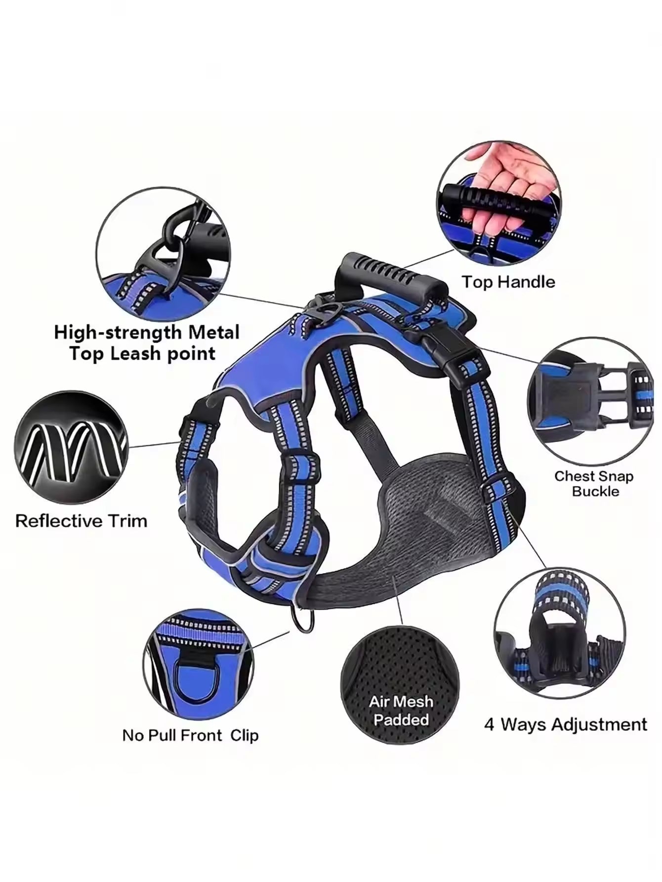 Tactical Service Dog Harness Kit Seat Belt, Collapsible Bowl & Trash Bag