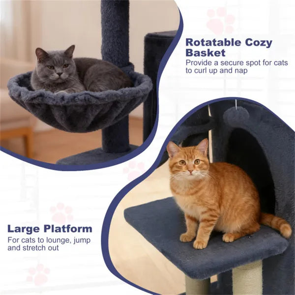 Dark Gray 33.5" Multi-Level Cat Tree with Condo & Scratching Posts
