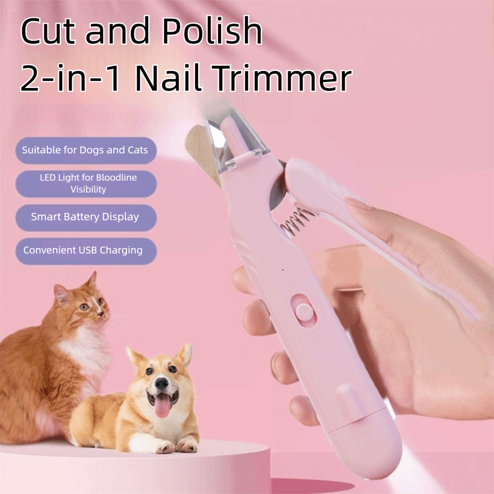 2-in-1 Pet Nail Clippers with LED Light Dog & Cat Paw Trimmer