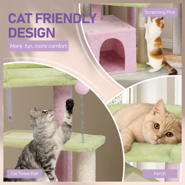 27.5" Multi-Level Cat Tree Scratching Post & Padded Condo for Kittens