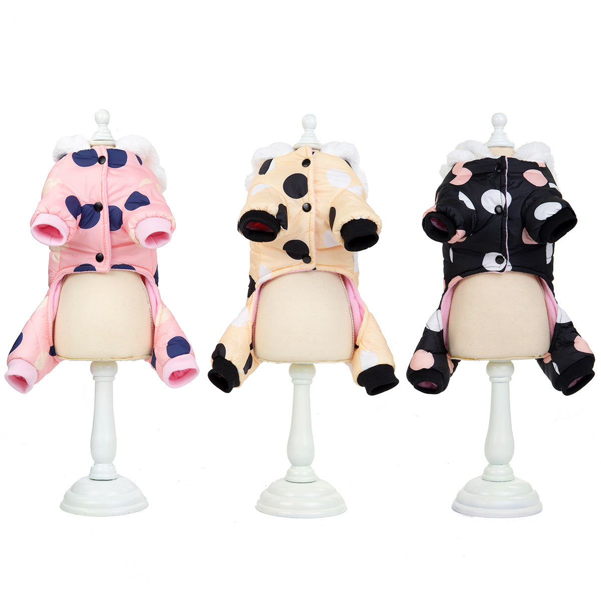 Warm Big Polka Dot Four-Leg Cotton Coat