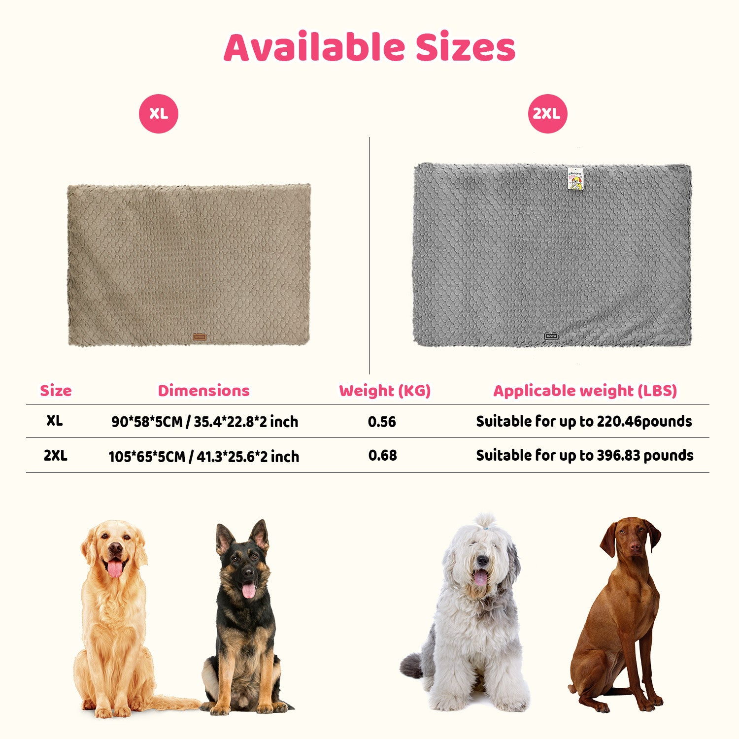 Premium Plush Dog Bed Removable Washable Cover, All-Season Anti-Slip Pet Mat