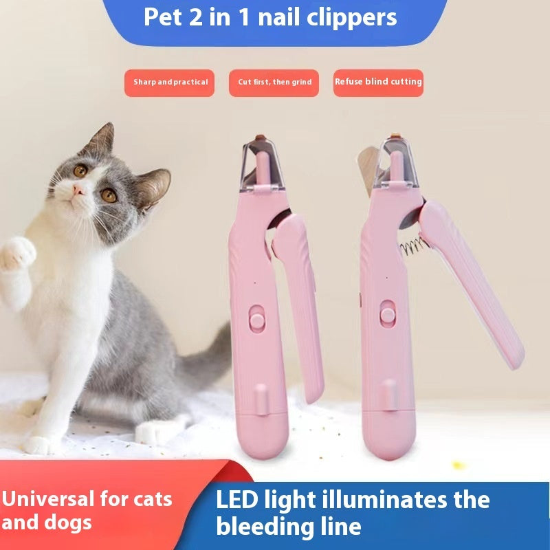 2-in-1 Pet Nail Clippers with LED Light Dog & Cat Paw Trimmer