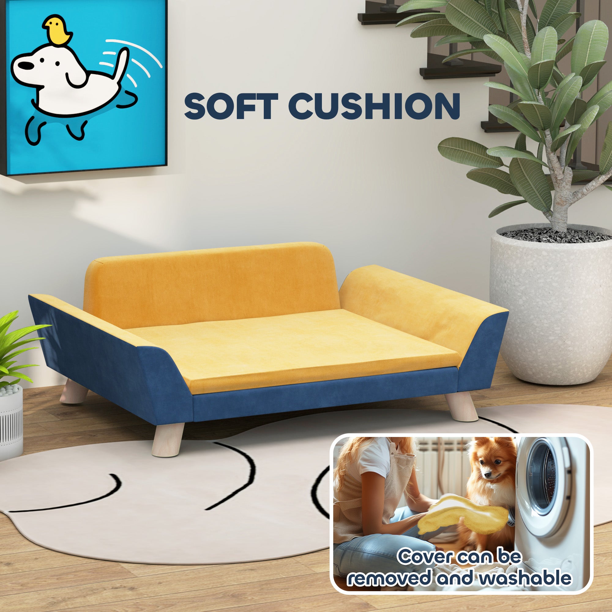 Dog Sofa Bed for Small Dogs Soft Cushion, Washable Cover