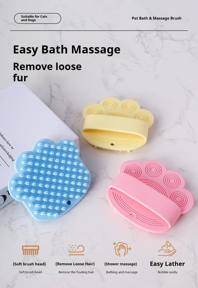Dog Bath & Massage Brush Soothing Rubber Comb for Pets