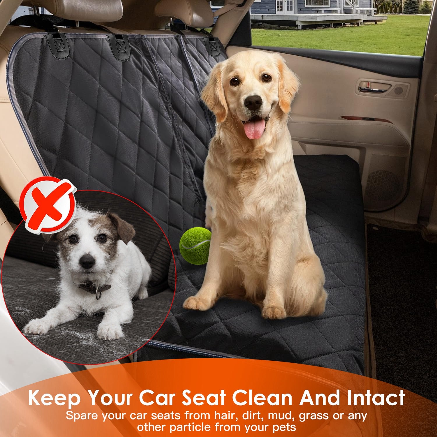Waterproof Dog Car Seat Cover with Seat Belt for SUV/Truck
