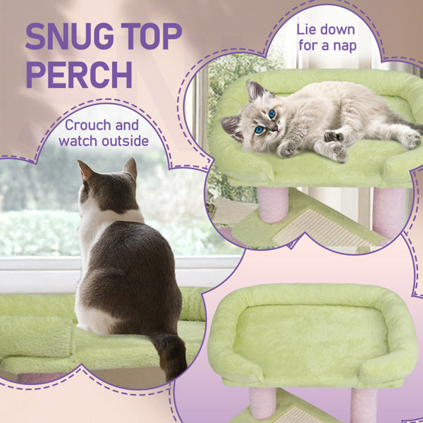 27.5" Multi-Level Cat Tree Scratching Post & Padded Condo for Kittens