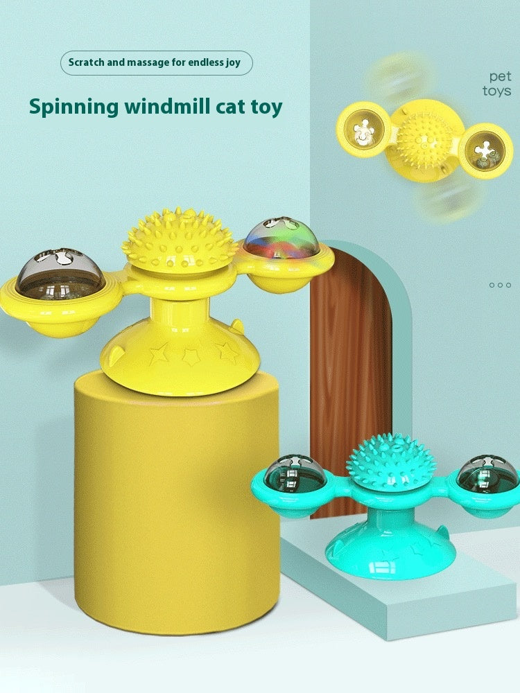 Interactive Cat Entertainment Set Rotating Disk, Feather & Windmill Toys