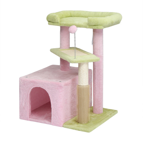 27.5" Multi-Level Cat Tree Scratching Post & Padded Condo for Kittens