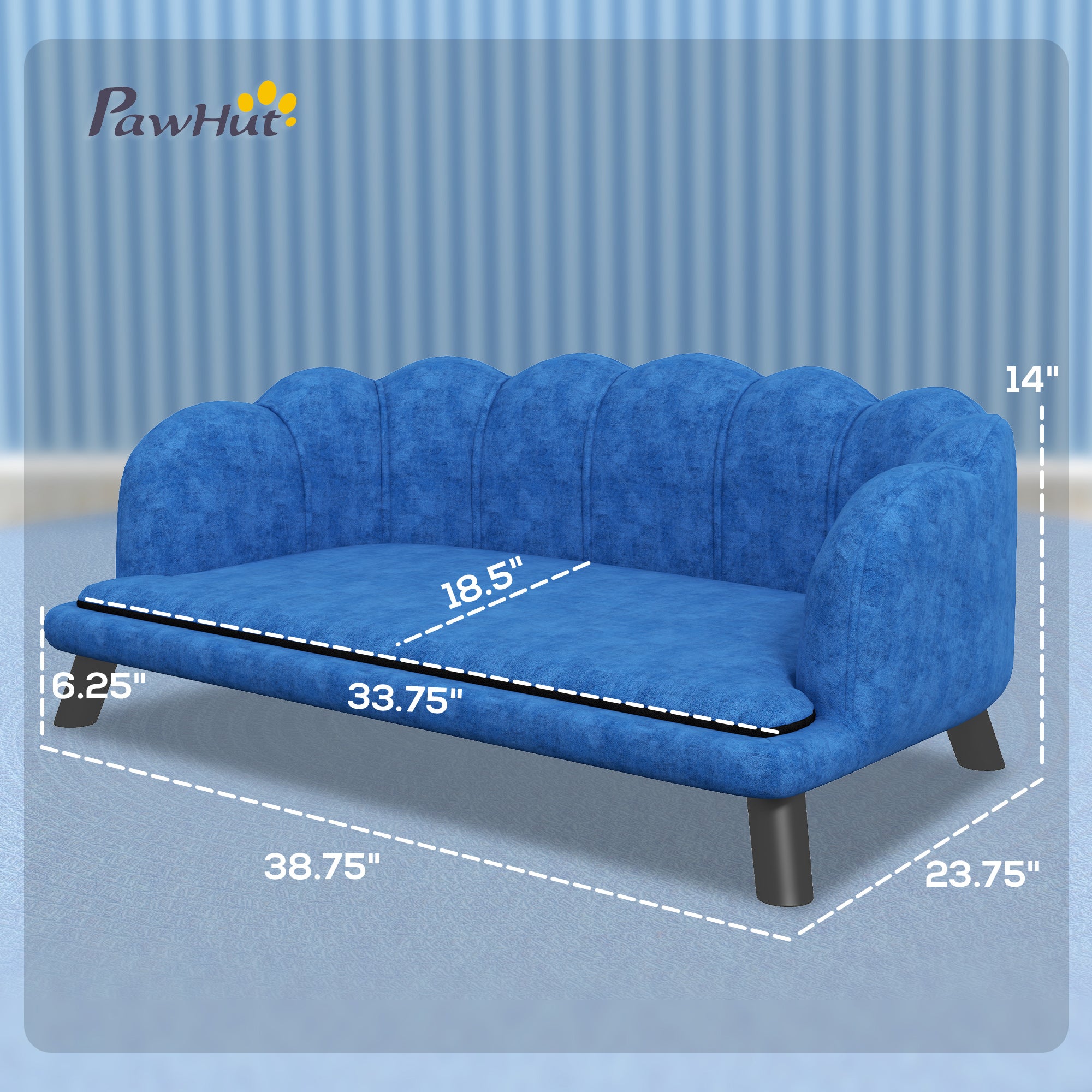 Pearl Design Pet Sofa Bed Cushion Sofa with Solid Wood Legs