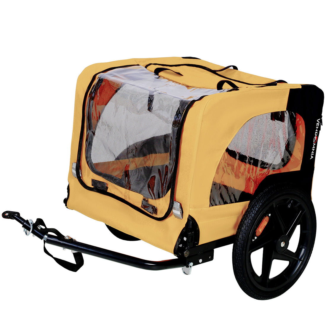 Yellow Foldable Heavy-Duty Dog Stroller with Bike Tow