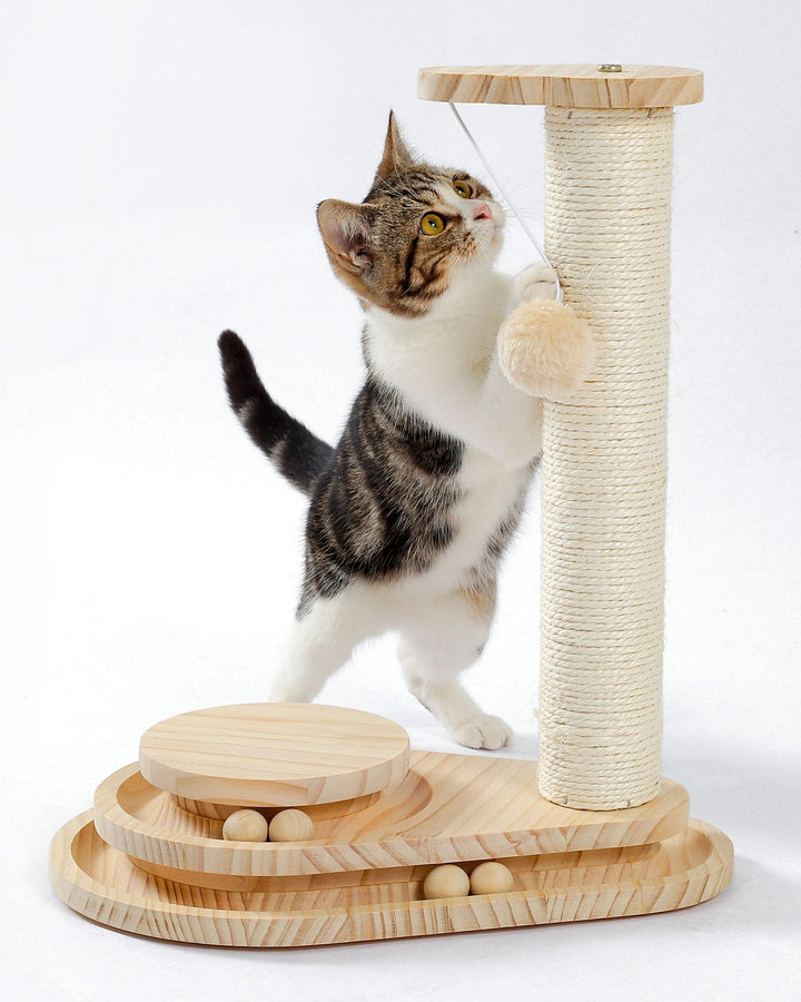 Indoor Cat Scratching Board with Interactive Ball Track Toy