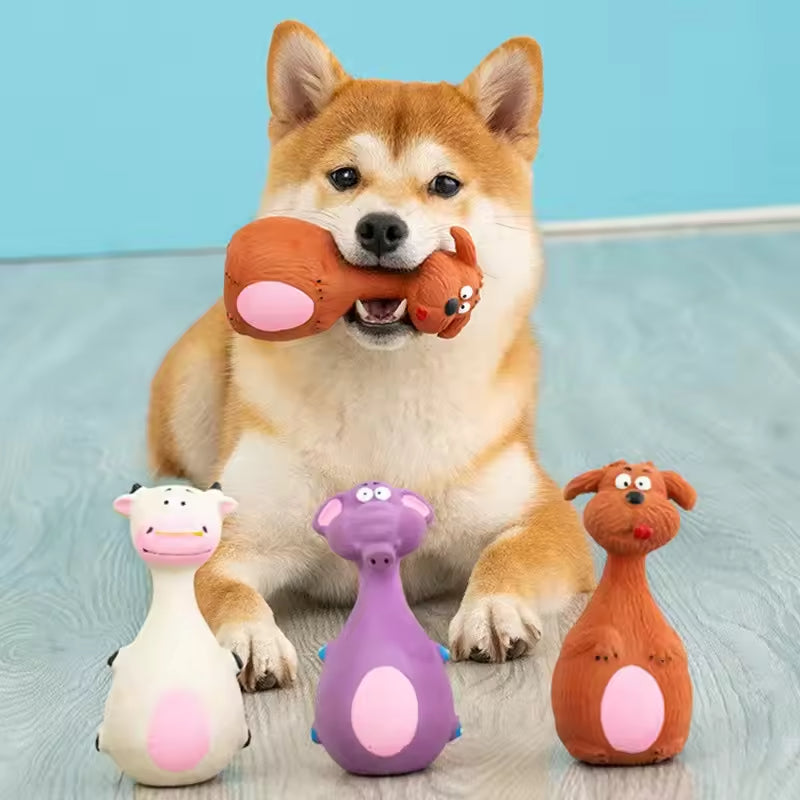 4-Pack Latex Dog Chew Toys Interactive Dental & Teething Toys