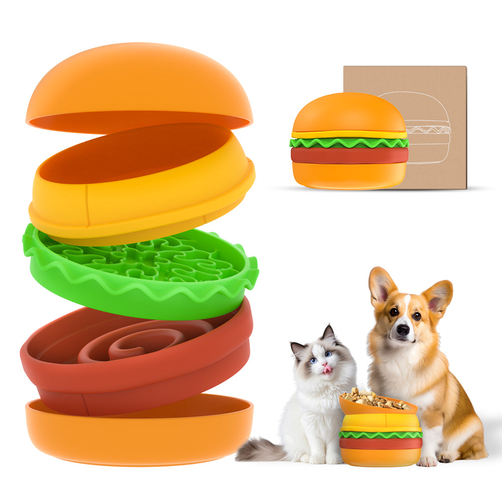 Multi-Layer Hamburger Pet Bowl for Cats and Dogs