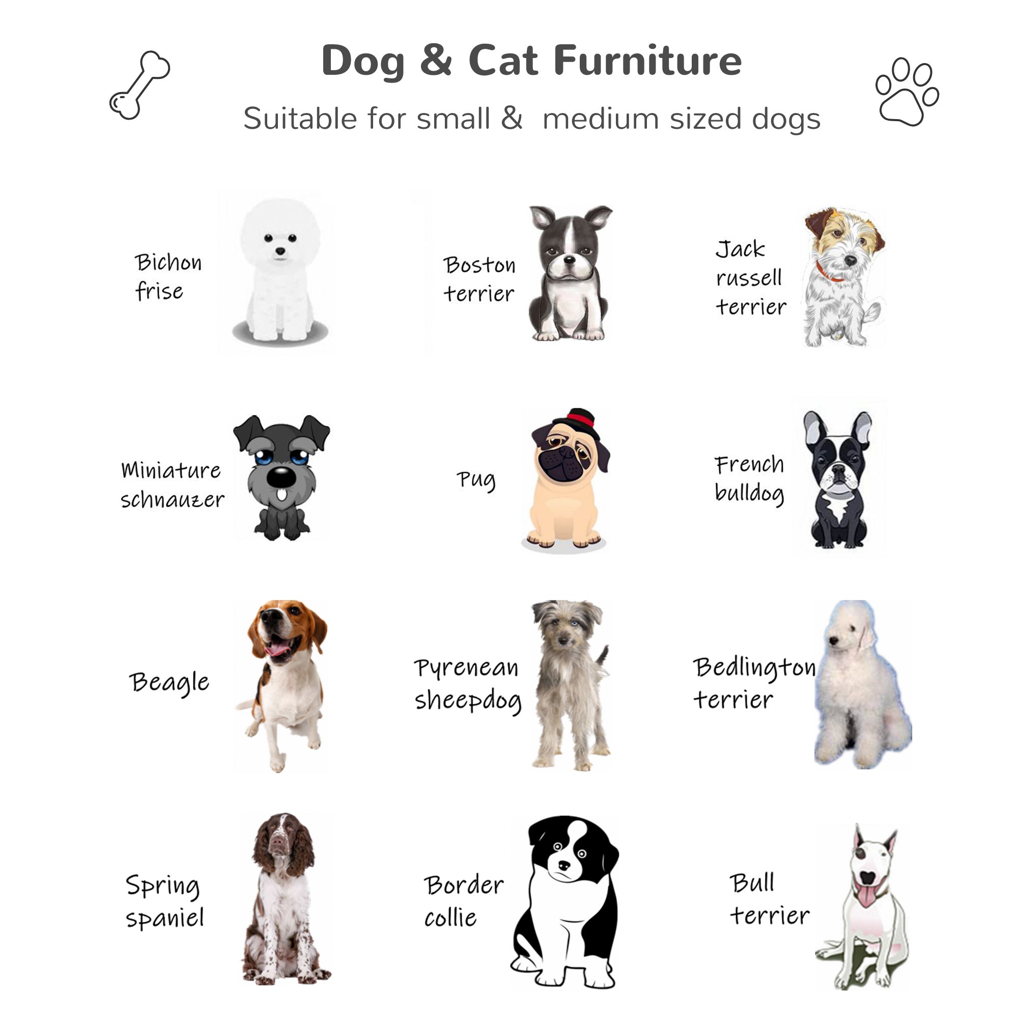 Raised Wicker Dog House Rattan Pet Bed with Removable Cushion
