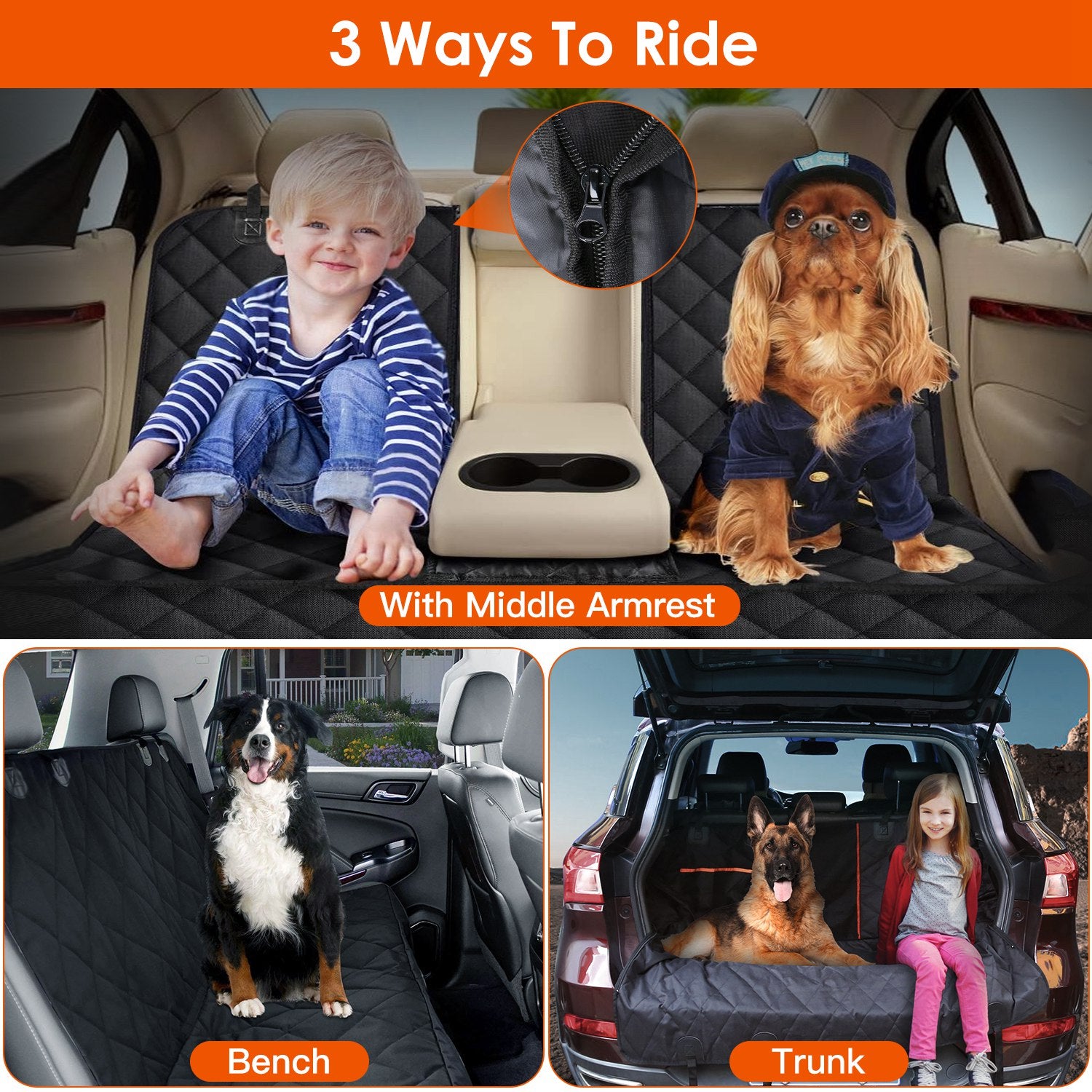 Waterproof Dog Car Seat Cover with Seat Belt for SUV/Truck