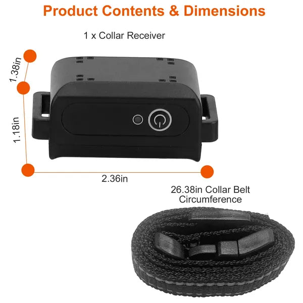 IP67 Waterproof Dog Training Collar Receiver – Bark, Shock, Vibe