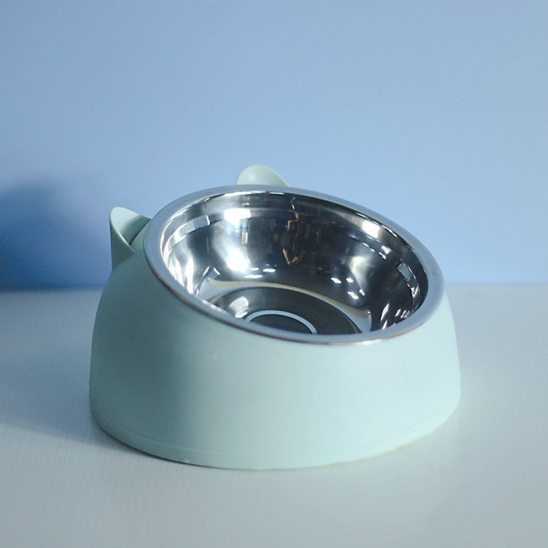 Stainless Steel Double Dog Bowl with Tilted Design for Pets