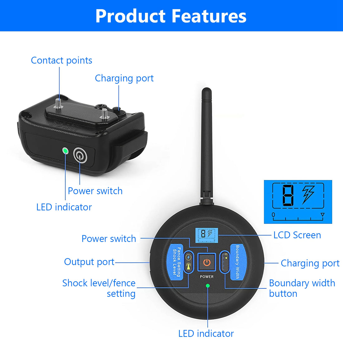Wireless Electric Dog Fence Set Shock Collar Training System for All Dogs