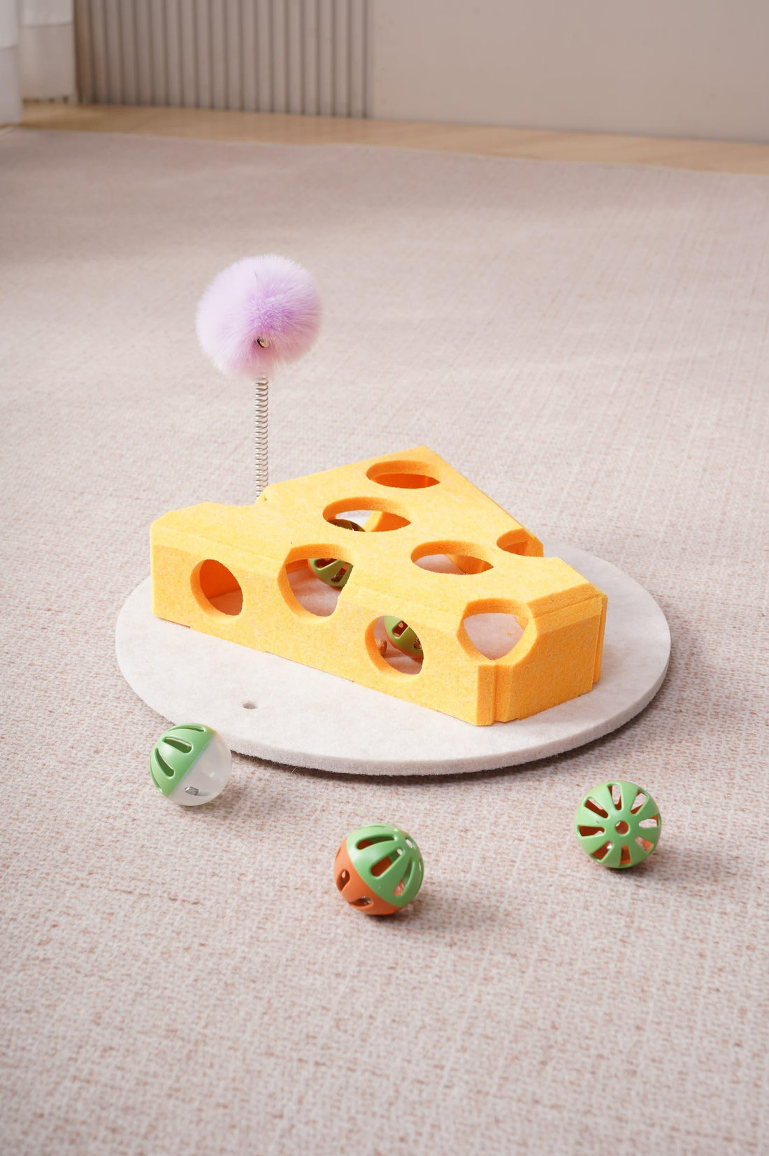 Cat Puzzle Toy with Ball, Wand & Suction Base Interactive