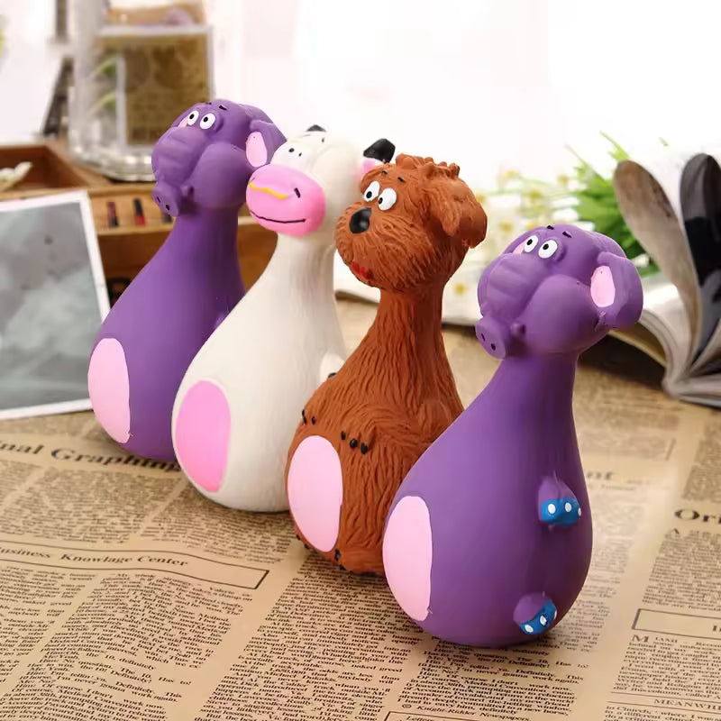 4-Pack Latex Dog Chew Toys Interactive Dental & Teething Toys