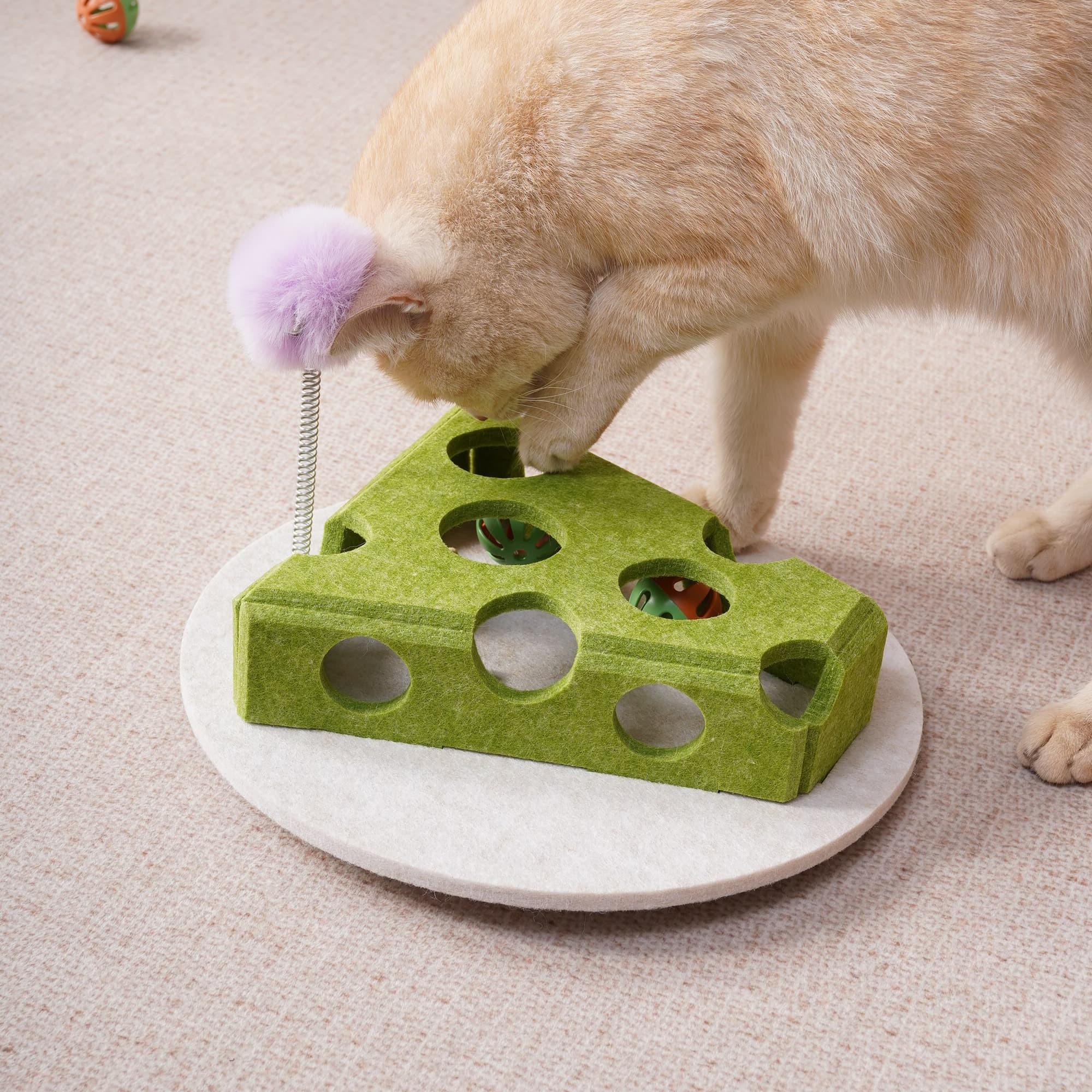 Cat Puzzle Toy with Ball, Wand & Suction Base Interactive