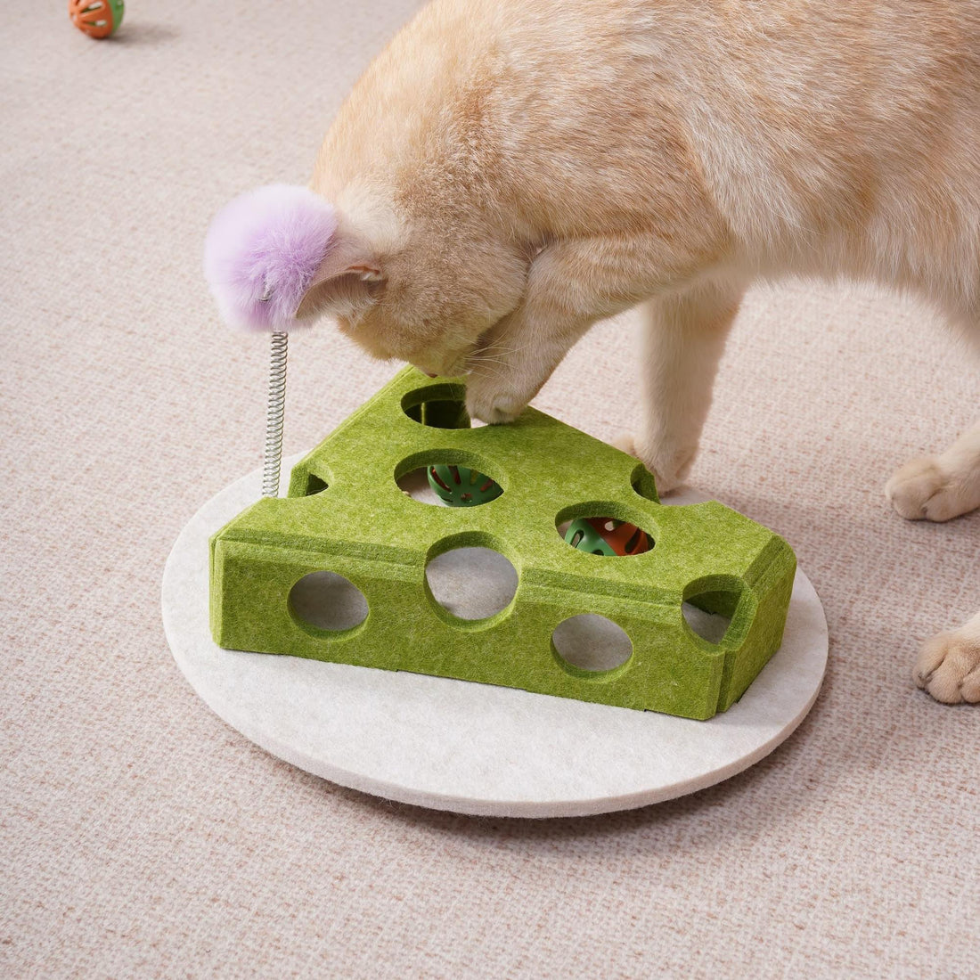 Cat Puzzle Toy with Ball, Wand & Suction Base Interactive