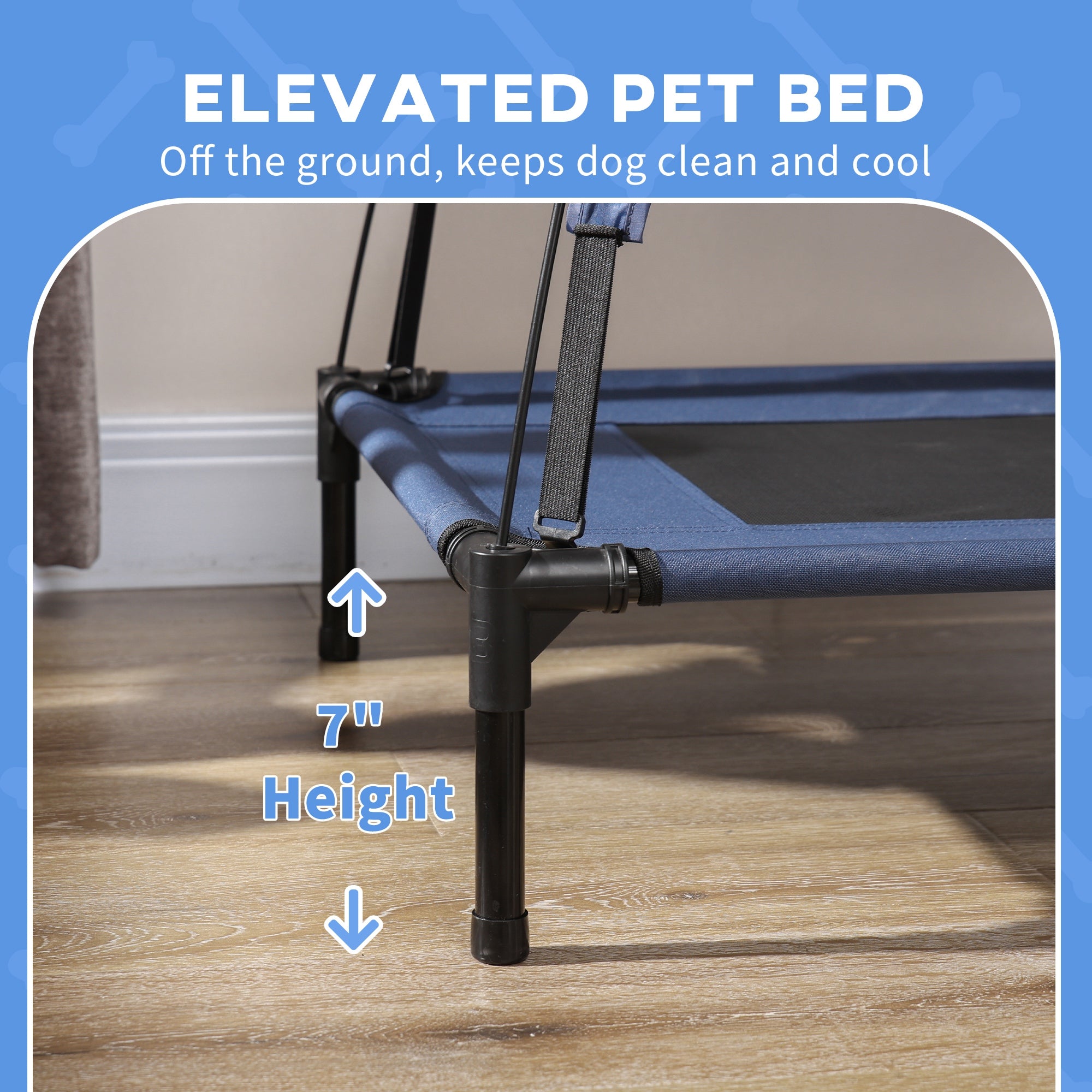 36" Elevated Dog Cot Bed with UV Protection Canopy Shade