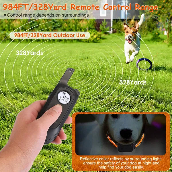 984ft Waterproof Dog Training Collar Beep, Vibration & Shock, 3-Channel Rechargeable