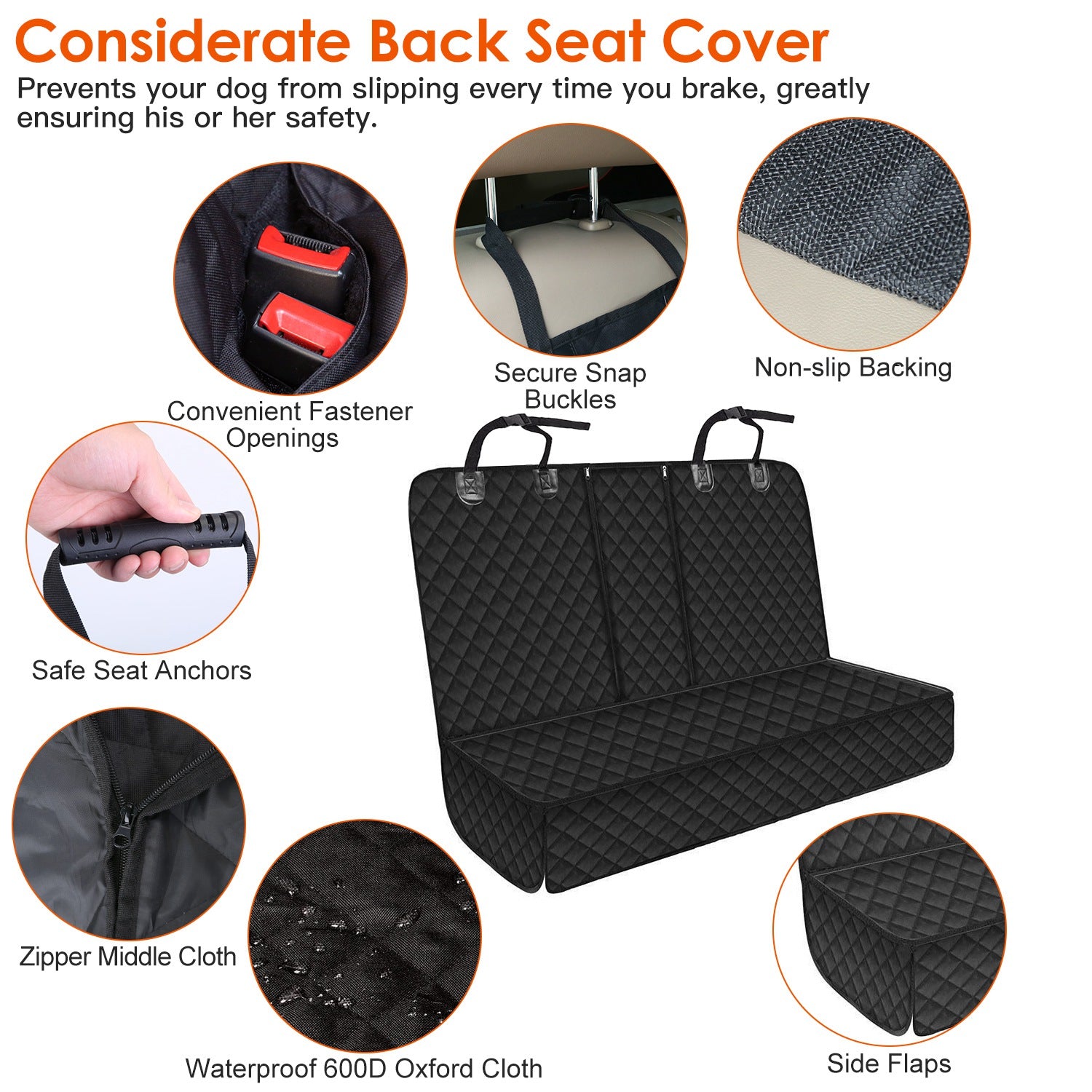 Waterproof Dog Car Seat Cover with Seat Belt for SUV/Truck