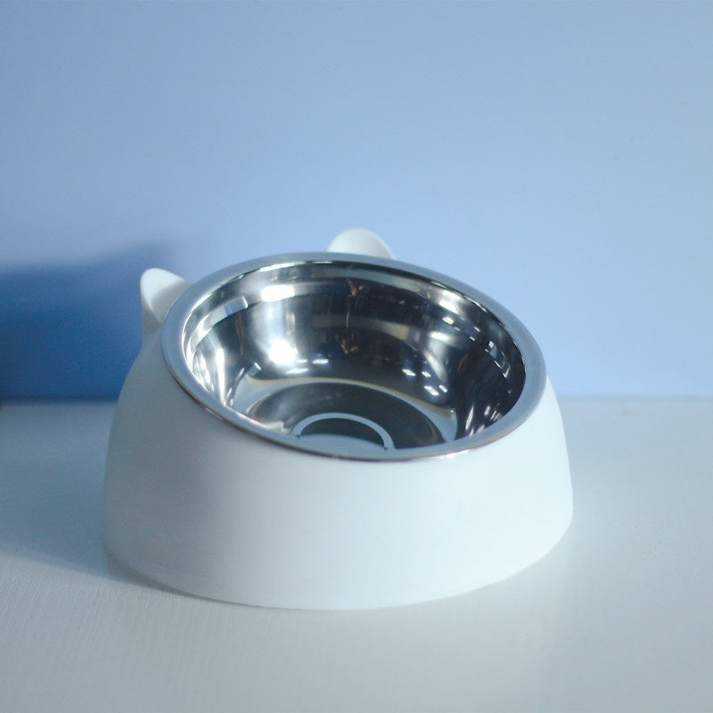 Stainless Steel Double Dog Bowl with Tilted Design for Pets