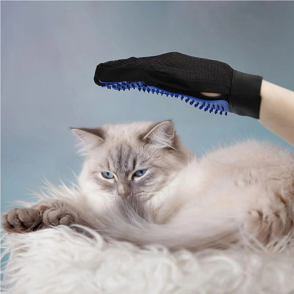 Pet Grooming Gloves De-Shedding Brush for Cats, Dogs, Rabbits & Horses