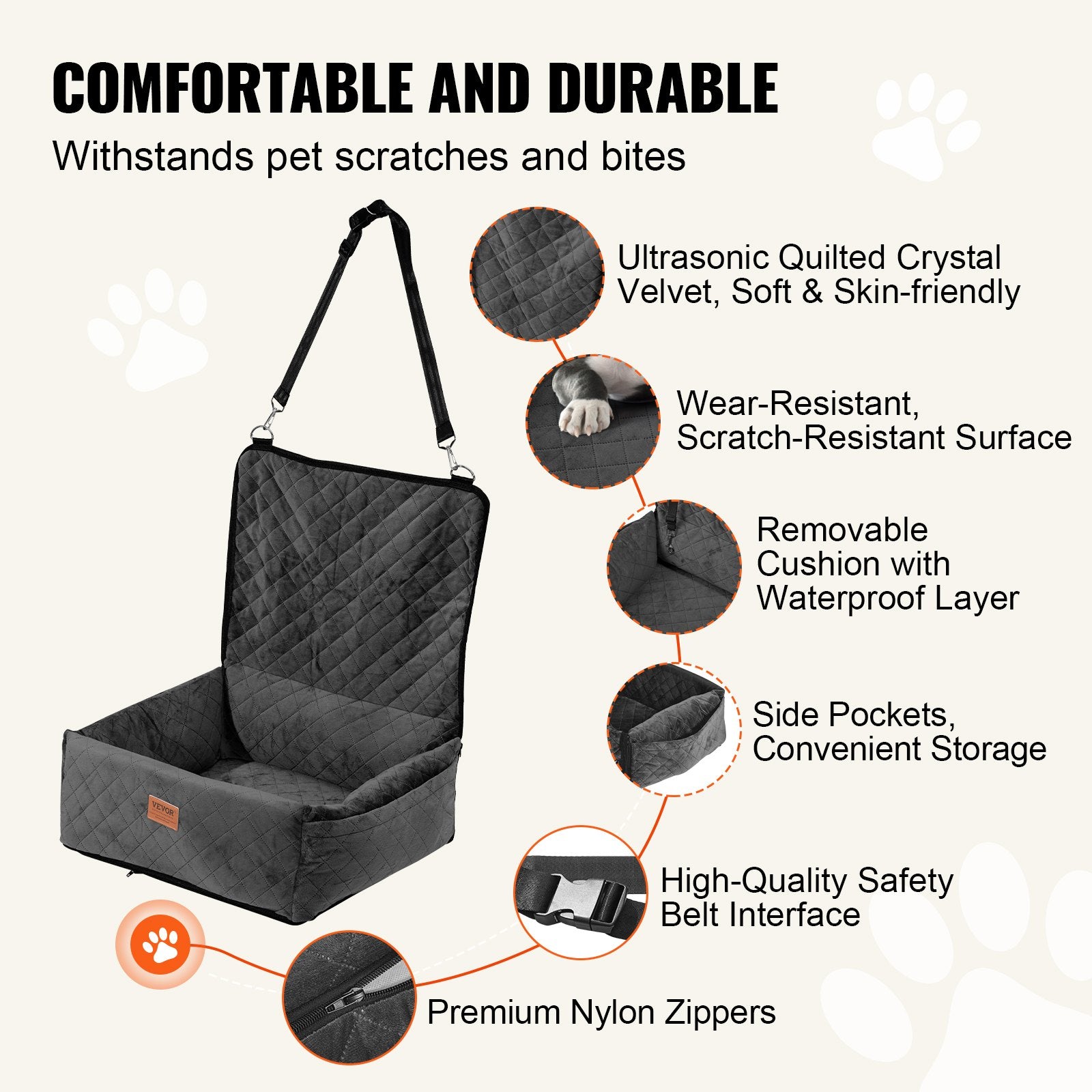 Black Dog Booster Car Seat for Small to Medium Dogs