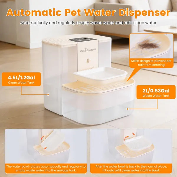 Smart Automatic Pet Water Fountain 4.5L Rechargeable Cat & Dog Dispenser