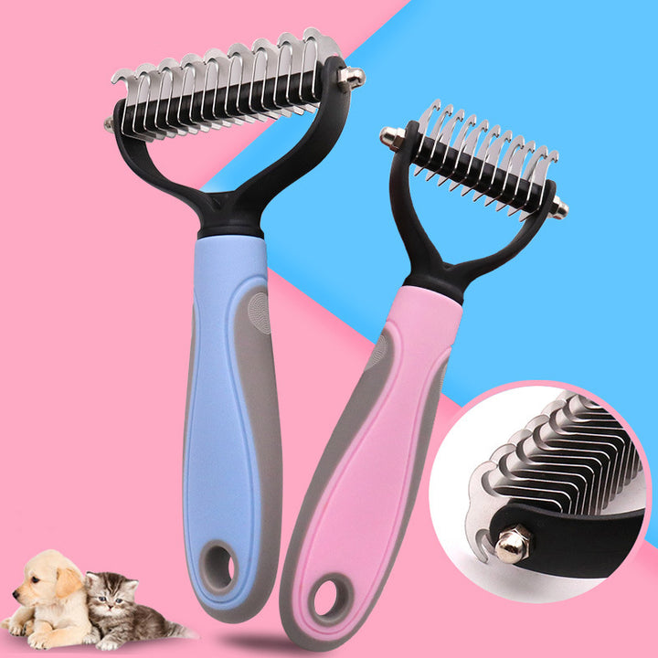 Double-Sided Stainless Steel Pet Brush Grooming & Dematting Tool