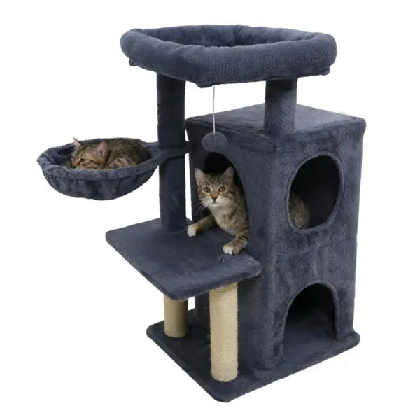 Dark Gray 33.5" Multi-Level Cat Tree with Condo & Scratching Posts