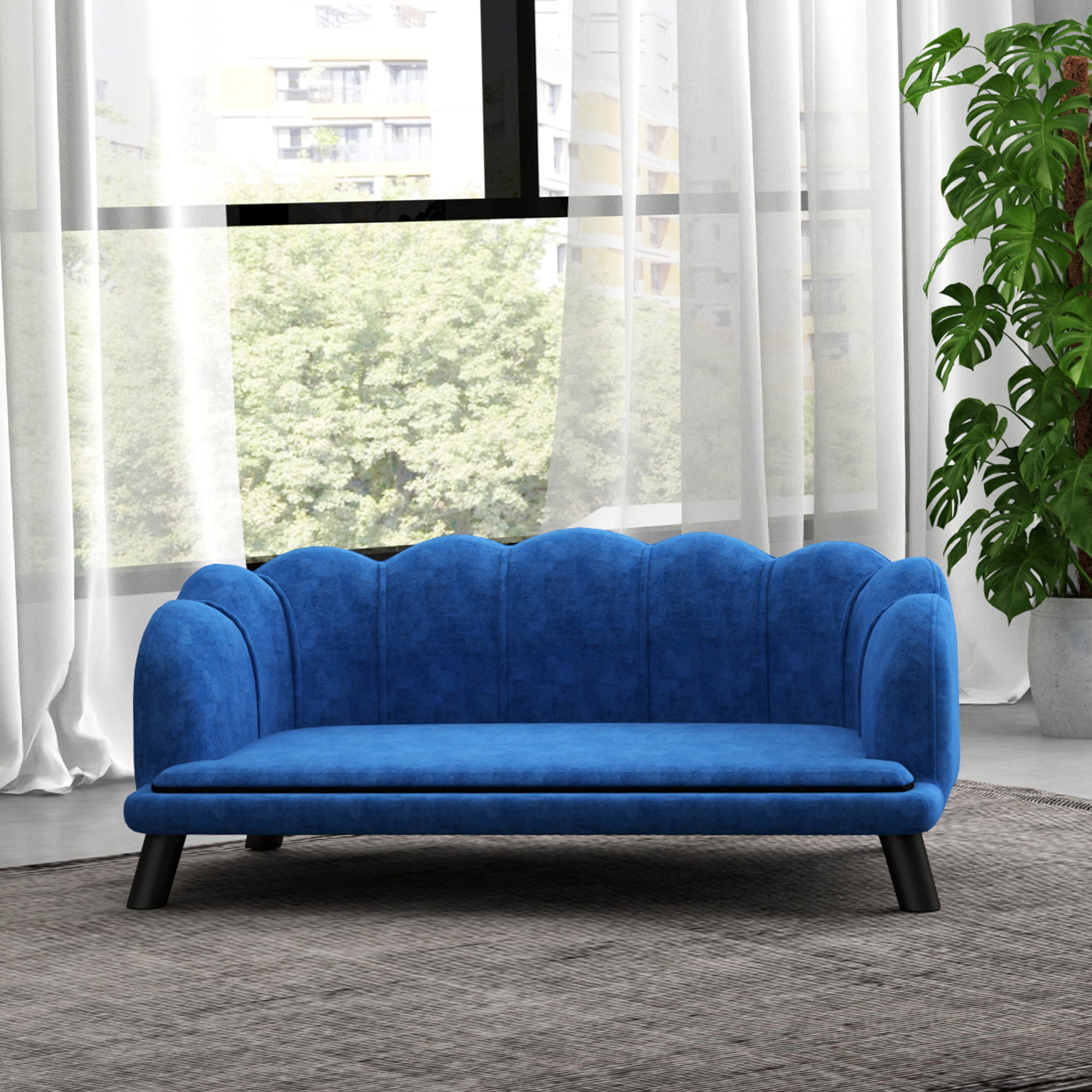 Pearl Design Pet Sofa Bed Cushion Sofa with Solid Wood Legs