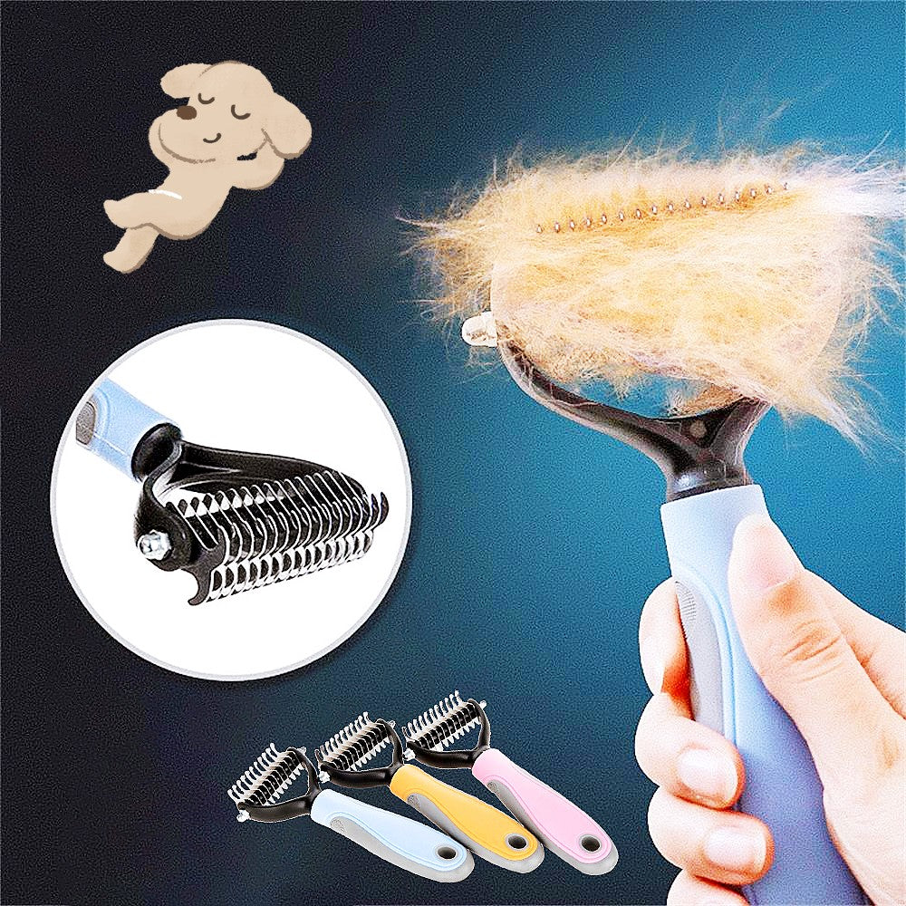 Double-Sided Stainless Steel Pet Brush Grooming & Dematting Tool